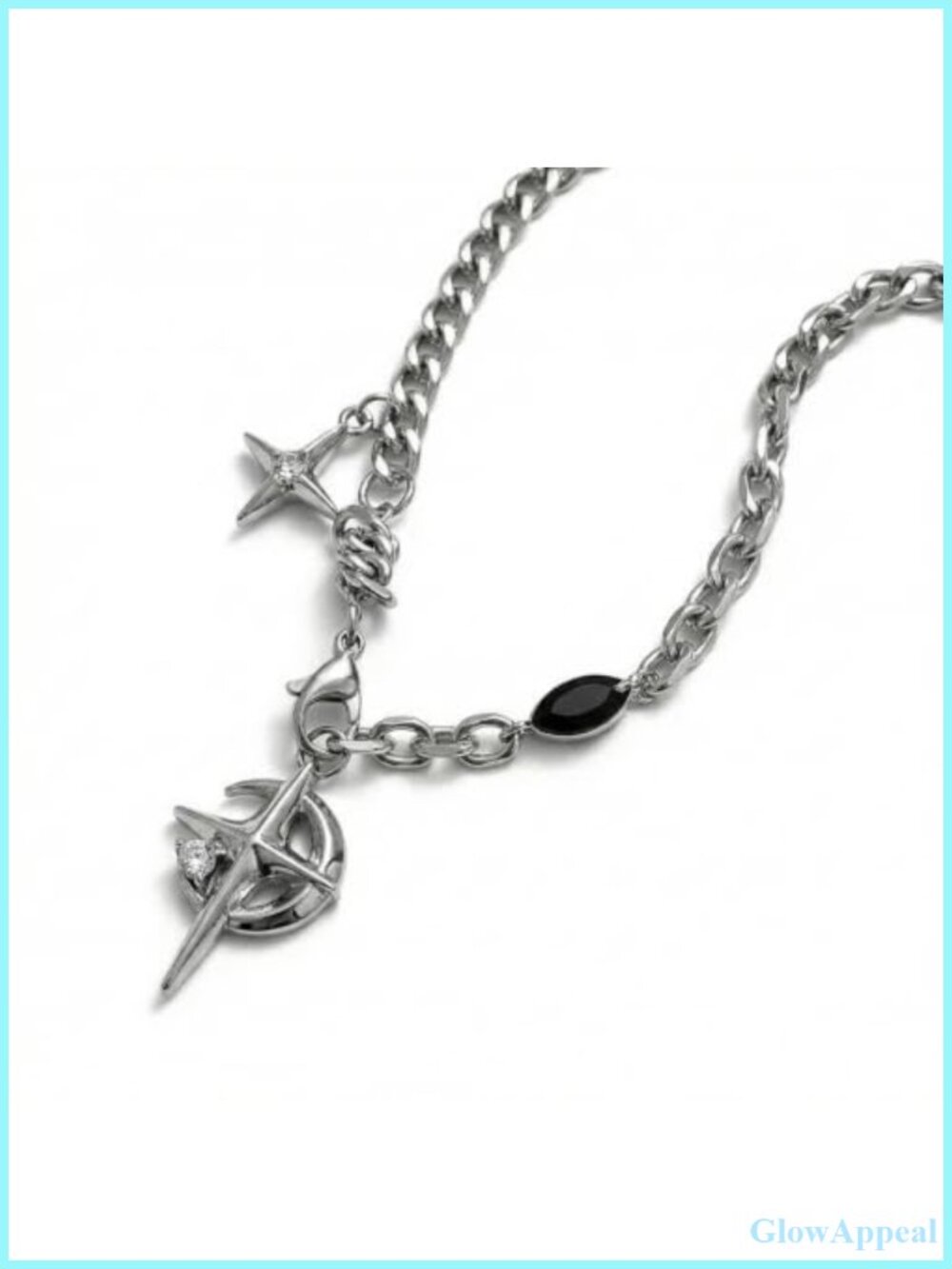Men's Stainless Steel Y2K Necklace Star Moon Cross Punk Gothic Chain